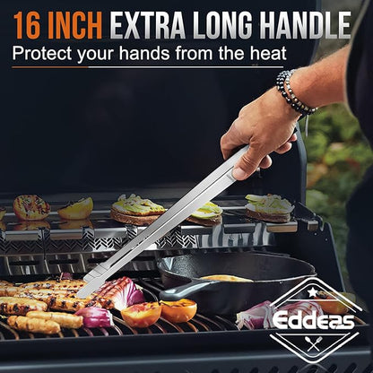 16 Inch long Kitchen Tweezers - 2 Pack large Tweezer Tongs for Cooking, Heavy Duty Stainless Steel Heat Resistant 600°F Food tweezers, Dishwasher safe