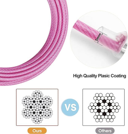 Dog Tie Out Cable for Outside,20FT Long Dog Leash&Chains with Swivel Hook,Small-Large Dogs Runner Cable for Yard,Heavy Duty Dogs Lead Line for Outdoor and Camping (500lbs 20FT, Pink)