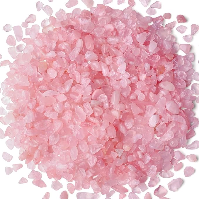 1lb Rose Quartz Aquarium Gravel Rocks Natural Tumbled Healing Crystal Chips Bulk Gemstones Tumbled Crushed Stones for Fountain Vase Filler Planters Decorative Fish Tank Potted Reiki Energy Balancing