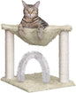 Furhaven 15.75" Tall Playground for Indoor Cats, Ft. Sisal Scratching Posts, Self-Grooming Brush, & Toy - Tiger Tough Hammock Interactive Playground - Cream, One Size