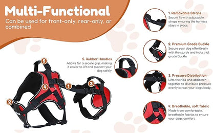 Doggie Stylz Multi-Functional Full-Body Lifting Dog Harness Vest, Designed for Front-Only, Rear-Only or Full-Body Dog Lifting. Please Measure Your Before Ordering.