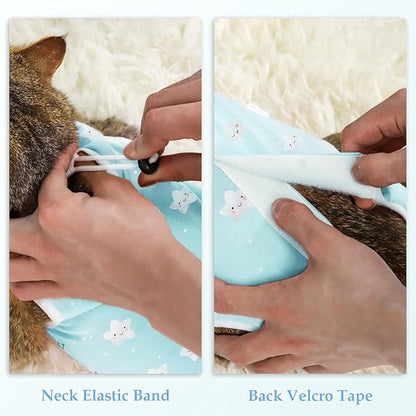 ANWA 2 Pack Cat Recovery Suit - Breathable Cat Onesie for Cats After Surgery Female, Kitten Surgery Recovery Suit Female Abdominal Wounds