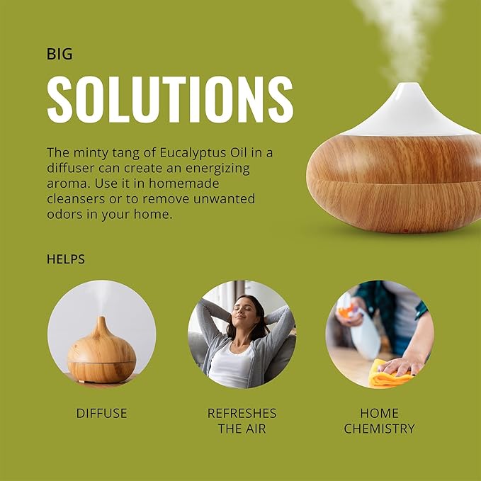 Eucalyptus Essential Oil (2 Pack) for Diffusers, Home Care, Candles, Aromatherapy, 16 oz Bulk Bottle, Eucalyptus Oil Spray