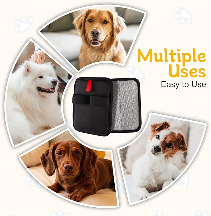 2 Pcs Static Pet Hair Removal Gloves, Reusable Electrostatic Pet Cat Dog Hair Remover Grooming Gloves Brush Tool for Couch, Furniture, Carpet, Car Seat