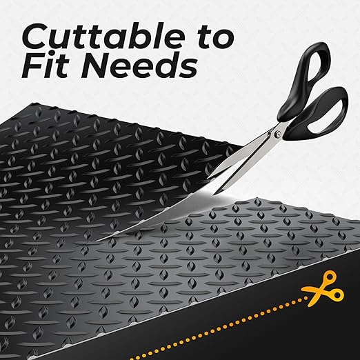 7.8 x 18 FT Garage Floor Mats for Under Car, 2.8mm Thickened Rubber Garage Flooring Roll, M Size 140.4 SQFT Garage Car Mat for Mid-Size SUVs, Sports Car, Black