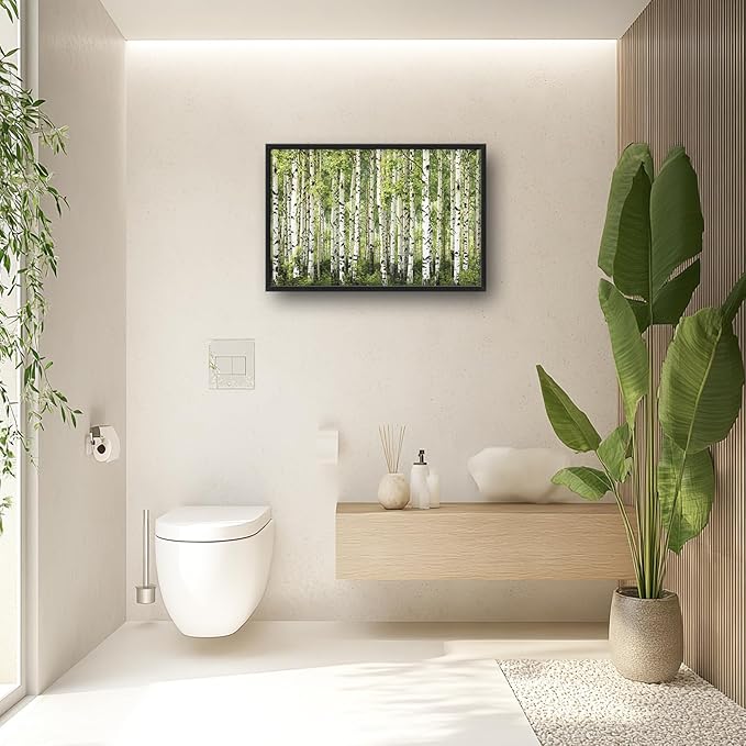 Extra Large Birch Tree Framed Wall Art for Living Room,Oversized Green Aspen Trees Forest Pictures Wall Decor,Canvas Print Painting Modern Artwork Bedroom Office Bathroom 36L" x 24W"