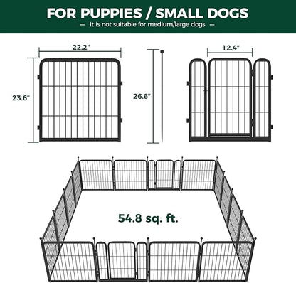 FXW Rollick Unleashed Dog Playpen for Indoor, Yard, RV Camping, 24 inch 16 Panels for Small and Puppy Dogs, Black│Patented