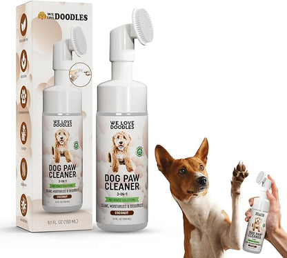 Dog Paw Cleaner (Over 100+ Feet Cleanings) No-Rinse Dog Foot Washer, Gentle and Safe Paw Cleaner for Dogs and Cats, Foam Formula, Moisturizes and Deodorizes, 150mL (Coconut) [We Love Doodles]