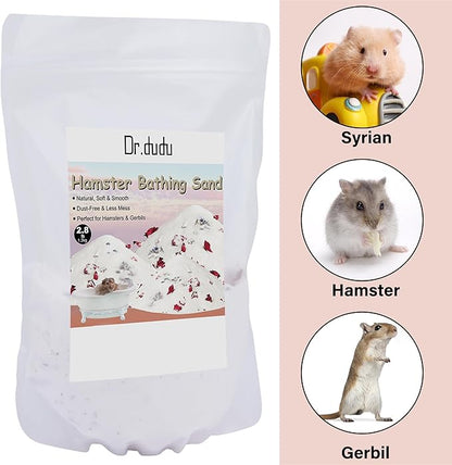 DR.DUDU Hamster Bath Sand, 2.8lb Dust Free Desert Sand or Potty Litter Sand for Hamster Chinchillas Gerbil Syrian Mice Small Animals (White, Flower Smell)