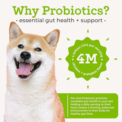 Dr. Joseph's VetPro Complete Advanced Powdered Pre & Probiotics for Dogs, 90 Scoops, Supports Gut Health, Diarrhea, Digestive Health & Seasonal Allergies, Chicken/Pumpkin Flavor, Add to Food