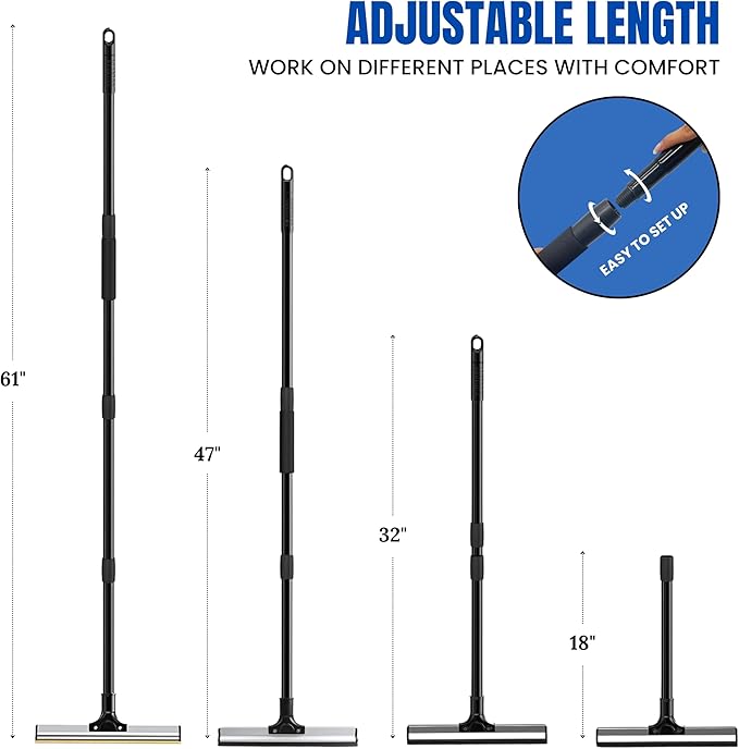 2025 Dual-Edge Carpet Rake for Pet Hair Removal & Fluffing Matted Carpet – 61" Adjustable Handle, Deep Clean Dog & Cat Hair Remover, Reusable Scraper for Rugs, Low Pile Carpet, Couch & Stairs
