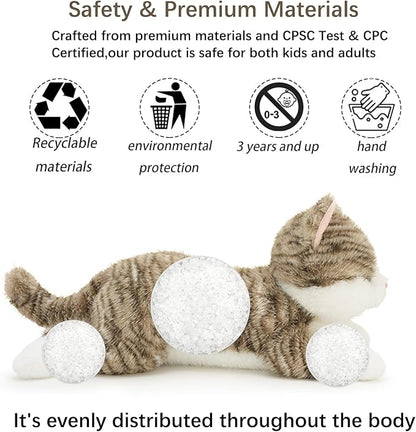 19 inch 3 lbs Cat Weighted Stuffed Animals, Realistic Weighted Cat Stuffed Animal, Sensory Comfort Plush Throw Pillow, Soft Kawaii Stuffed Kitty Plush Toy Gift for Adults Kids Youth