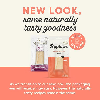 Applaws Natural Cat Treats, Grain-Free, High-Protein Whole Salmon Loins, Single-Ingredient Healthy Snack for Cats (12 x 1.06 oz Loins)