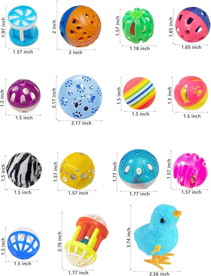 15-Pack Cat Toy Variety for Indoor Cats, Jumping for Joy (1.5'' - 3.7'', Cat Toys Mega Set)