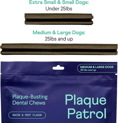 Finn Plaque Patrol Dental Chews | Triple-Action Defense Against Plaque, Tartar, and Bad Breath | for Medium/Large Dogs, 25+ lbs