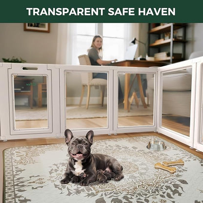 FXW AuraSpace Acrylic Indoor Unleashed Dog Playpen for Small and Medium Dogs, 30 Inch, 6 Panels, White