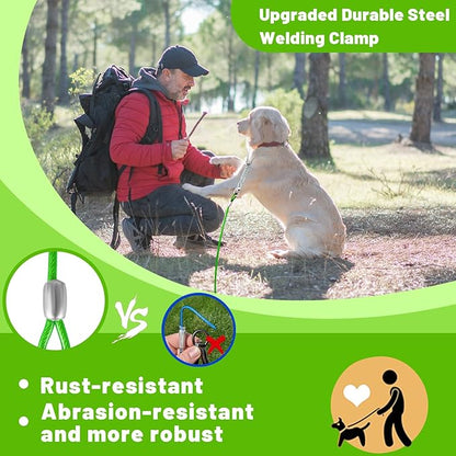 Dog Tie Out Cable 10/15/20/25/30FT Dog Run Cable Rosy Pink/Blue/Purple/Silver/Red/Green/YellowTie Out Cable for Large Dogs Heavy Duty for Outside Hold Large Dogs Up to 250LBS