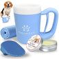 Dog Paw Cleaner for Small & Medium Dogs – Portable Paw Washer Cup with Soft Silicone Brush, Towel & Moisturizing Balm – Gently Cleans Muddy Paws After Walks (Blue, Medium)