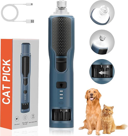 Dog Nail Grinder 7-Speed & 360° LED Light, Professional Pet Nail Grinder for Dogs and Cats, Electric Dog Nail Trimmer Painless Paws Grooming & Smoothing Tool for Large Medium Small Dogs Cats Pets