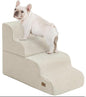 Dog Step for Bed, Dog Stair 4-Step 35D Pet Stair 19.7" H for High Bed or Sofa Non-Slip Balanced Pet Step Indoor, Beige