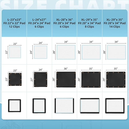 Dog Pee Pad Holder, Oxford Cloth Material, Fit 24"x24" Pad,Puppy Pad Holder, 6 Powerfu Magnetic Clips, Indoor Dog Potty, Black