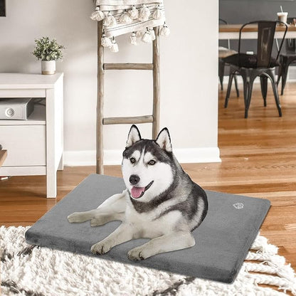 EMPSIGN Stylish Dog Bed Mat Dog Crate Pad Mattress Reversible (Cool & Warm), Water Proof Linings, Removable Machine Washable Cover, Firm Support Pet Crate Bed for Small to XX-Large Dogs, Grey