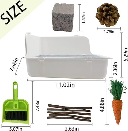 11Pcs Rabbit Litter Box Toilet,Bunny Corner Litter Bedding Plastic Square Grate Guinea Pig Bunny Ferret Hamster Hedgehog, Potty Trainer Bedding Box for Guinea Pig Ferret Hamster Hedgehog (White)