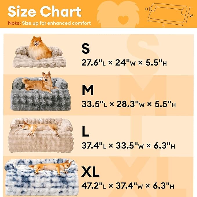 FUNNY FUZZY Pet Fluffy Fuzzy Couch Cover, Calming Washable Dog Bed Sofa Protector Pets Mat for Small Dogs and Cats (Grey,27.56 × 24.02 × 5.51 in)