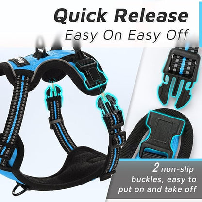 Eagloo Small Dog Harness No Pull, Service Vest with Reflective Strips and Control Handle, Adjustable and Comfortable for Walking, No Choke Pet Harness with 2 Metal Rings, Sky Blue, XS