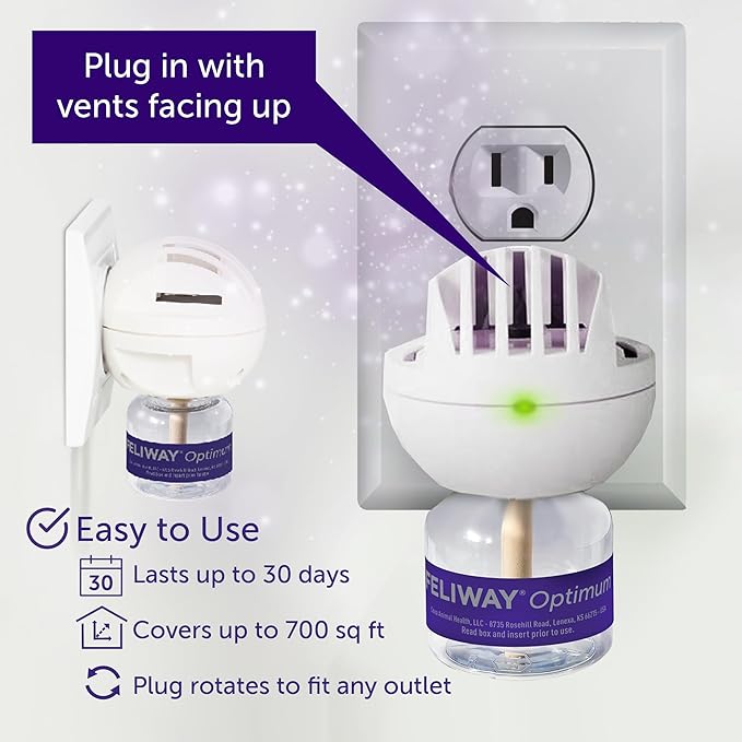 FELIWAY Optimum Cat, Enhanced Calming Pheromone Diffuser, 30 Day Starter Kit (48 mL), Translucent (Pack of 2)