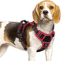 Eagloo Dog Harness Small Sized, Easy Wearing with 3 Buckles, Adjustable No Pull Pet Harness with 2 Rings for Walking, No Chock Reflective Soft Padded Vest with Control Handle, Black & Red, S