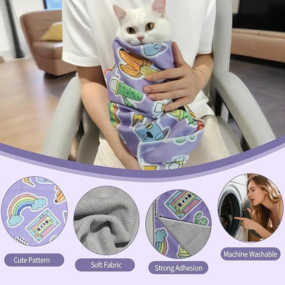 27.6" Cat Grooming Wrap,Self-Adherent Cat Wrap for Cutting Nails,Anti-Escape Cat Swaddle Wrap,Multifunctional Anti-Scratch Cat Restraint Wrap for Medicine,Nail Clipping,Ear Cleaning(Within 15lbs)