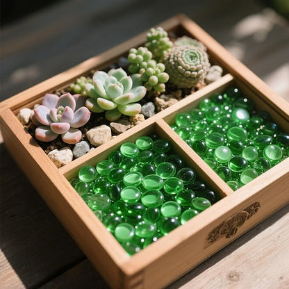 2.16LB Glass Beads Vase Filler Aquarium Gravel Decor Flat Glass Marbles Gems Pebbles Fish Tank Rocks Home Decorative Art Craft - Green