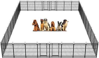 Dog Playpen Outdoor 32 Panels Heavy Duty Dog Fence 40" Height with Thick Pipe Anti-Rust with Doors Portable for RV Camping Yard, Total 71FT, 406 Sq.ft, Snowy Black