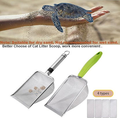 4PCS Reptile Scooper,Litter Cleaner Corner Scoop, Reptile Sand Fine Mesh,Cat Little Scoop, Bearded Dragon Sand Shovel,Pet Poo Shovel Scooper (4PCS Shovels)