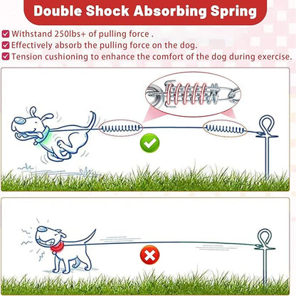 Dog Tie Out Cable - 10/15/20/25/30FT Heavy Duty for Large Dogs Up to 250LBS - Rosy Pink/Blue/Purple/Silver/Red/Green/Yellow