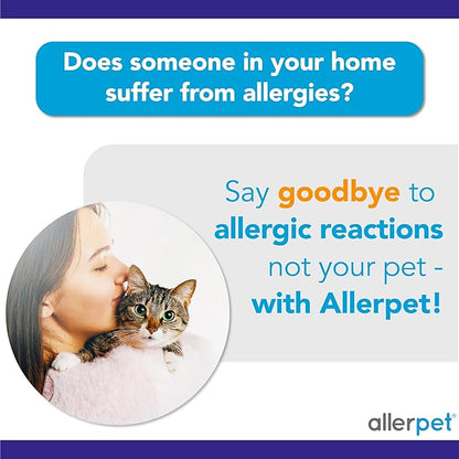 Allerpet Cat Dander Remover w/Free Applicator Mitt - Effective Cat Dander Reduction - Anti Allergen Solution Made in USA - 2 Pack (12oz)
