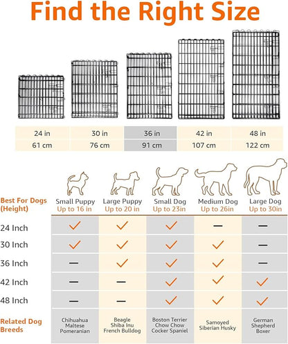 Amazon Basics Foldable Octagonal Metal Exercise Dog Playpen - Indoor/Outdoor, Single Door, Medium (8 Panels, 24 x 36), Easy to assemble and store, 36" - Medium, Black