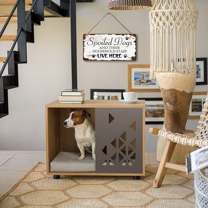 Dog Signs For Home Decor Gifts For Dogs Owners Dog Bedroom Decor Wood Dog Family Decoration Dog Room All You Need Is Love And A Dog Sign Spoiled Dogs And Their Household Staff Live Here Signs 12x6 In