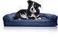Furhaven Orthopedic Dog Bed for Large/Medium Dogs w/ Removable Bolsters & Washable Cover, For Dogs Up to 55 lbs - Quilted Sofa - Navy (Blue), Large