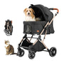EchoSmile Small Medium Dogs Stroller 4-Wheel Pet Strollers for Medium Dogs Up to 50lbs, One Click Folding Large Cat Stroller, Reversible Handle, Shock Absorbing Wheels, Removable Washable Pad