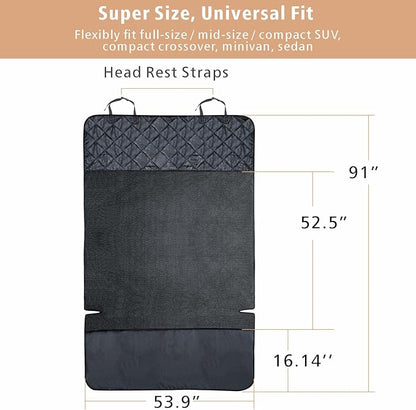 F-color SUV Cargo Liner for Dogs, Water Resistant Pet Cover Dog Seat Mat SUVs Sedans Vans with Bumper Flap Protector, Non-Slip, Large Size Universal Fit, Black