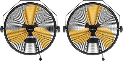 2PCS 2600 CFM 14 inch Outdoor High Velocity Wall Mounted Fan, 3-Speed Metal Fans with IP44 Enclosure Motor, Industrial Grade Weatherproof Wall Fan for Patio, Greenhouse, Garage, and Gazebo
