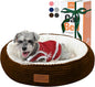 23in Round Cat Dog Bed for Large Medium Small Dogs Cats, Machine Washable Sleeping Sofa, Non-Slip Bottom Breathable Soft Calming Pet Cuddler for Indoor/Outdoor/Car/Cage, Brown