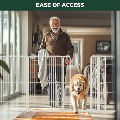 FXW Homeplus Unleashed Indoor Dog Playpen - Stress-Free and Safe Play, Heavy Duty 45 Inch 6 Wire Panels Dog Pen for Large Dogs, White│Patented