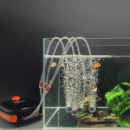 FEDOUR 4W/5W/8W Aquarium Corded Electric Air Pump, 96GPH/160GPH/256GPH Dual Outlets 4 Outlets Oxygen Pump, Ultra Quiet Aquarium Bubbler for up to 300 Gallon Fish and Turtle Tank