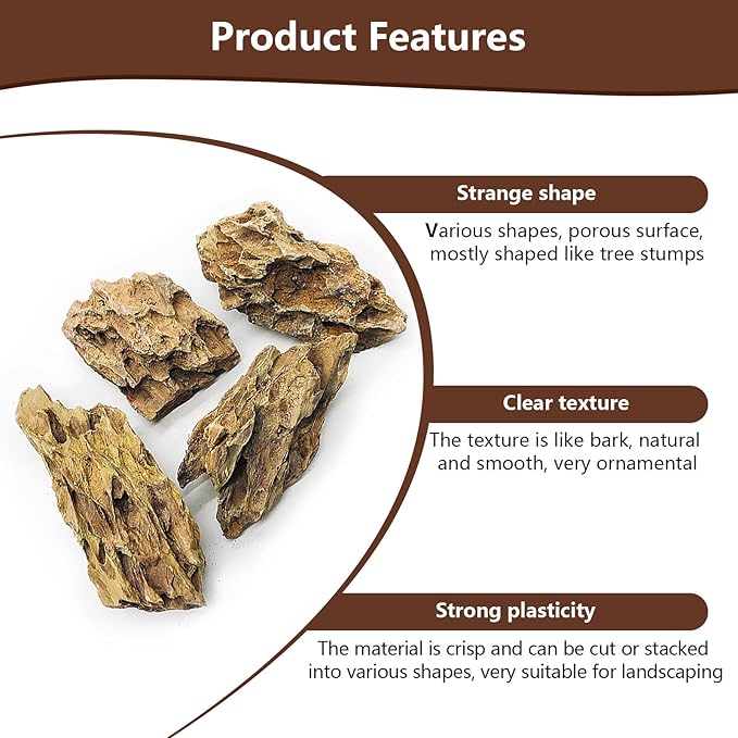 Dragon Stone Rock for Aquascaping,Aquarium Decor, Fish Tank Decorations,3-10 Inches Natural Ohko Stone for Fish Tank Landscaping (6.6 Pounds)