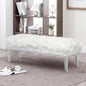 46 Inch White Bedroom Bench, Modern Multi-Purpose Bench with Wooden Legs, White Faux Fur Upholstered Bench for Bedroom, Living Room, or Entryway