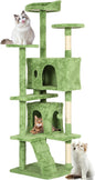 FDW Cat Tree 70in Cat Tower Multi-Level Durable Cat Scratching Post & Cozy Fun Cat Jumping Platform Space Saving Cat Condo Pet Play House for Indoor Cats,Green