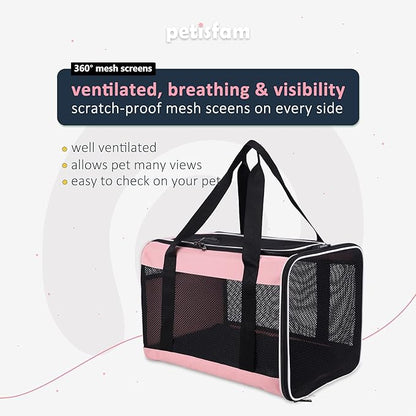 Easy Top Load Large Cat Carrier for Large and Medium Cats, Small Dogs. Easy to get cat in, Carry, Storage, Clean and Escape Proof, Pink